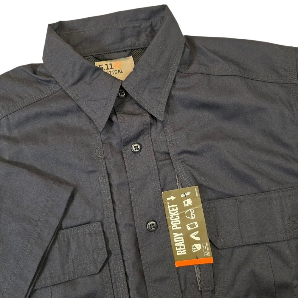 5.11 Tactical Men's Small Taclite Pre Short Sleeve Button Up‎ Shirt Navy 71175